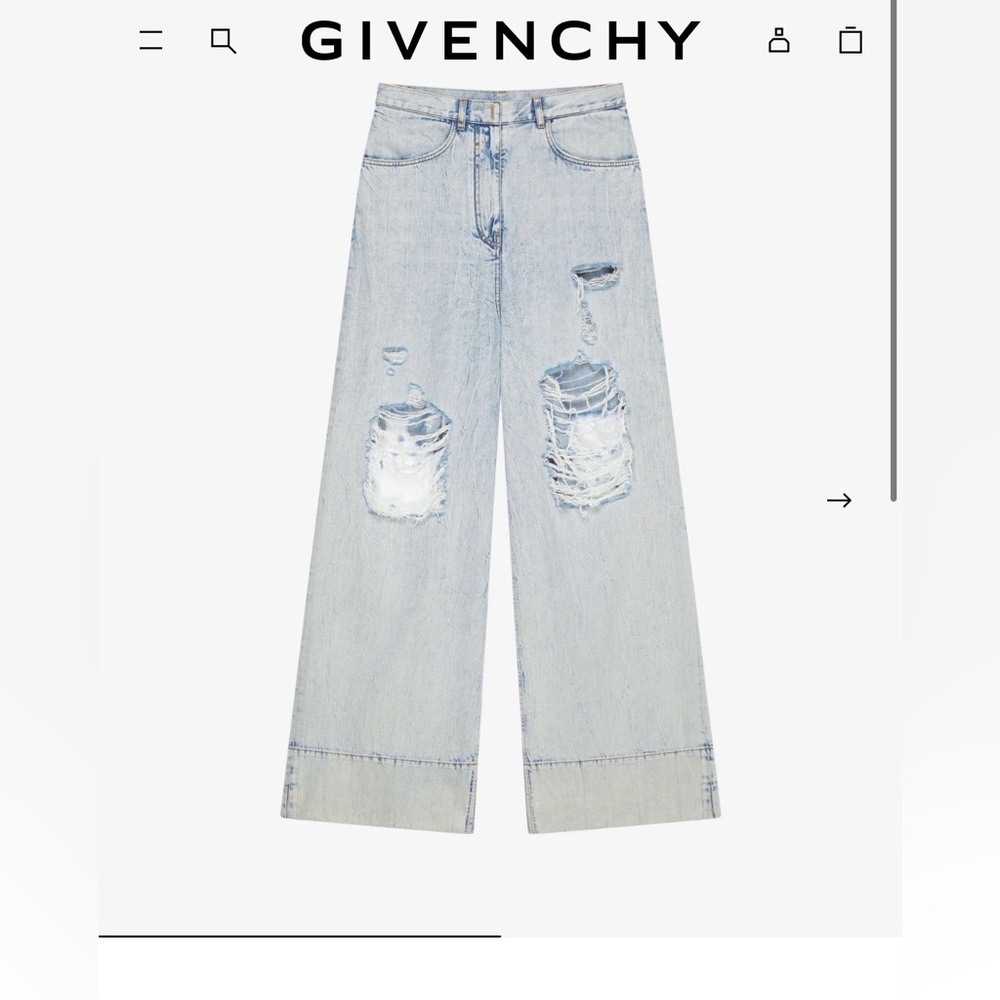 Givenchy oversized jeans in destroyed denim